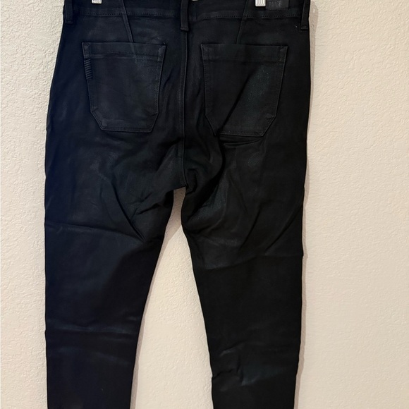 PAIGE Coated Black Mayslie Cropped Joggers in Black Fog Luxe - Picture 6 of 13